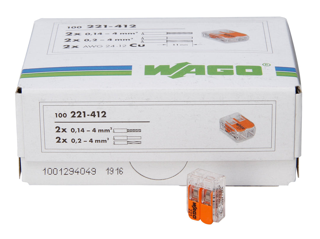 Kopp 33346426 Wago Steckklemme 2-fach mit Hebel für Flexible Drähte Wiederöffenbar 1, 5-2, 5 mm² Inh