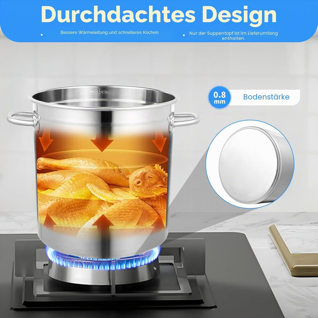 35L Suppentopf, gross Suppentopf, Küchenutensil Kochtopf, Grosse Kapazität Gastronomie, für Alle Her