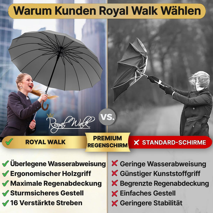 Royal Walk Regenschirm Gross Sturmfest Golf Schirm XXL Stabiler Stockschirm | Grosser Regenschirm fü