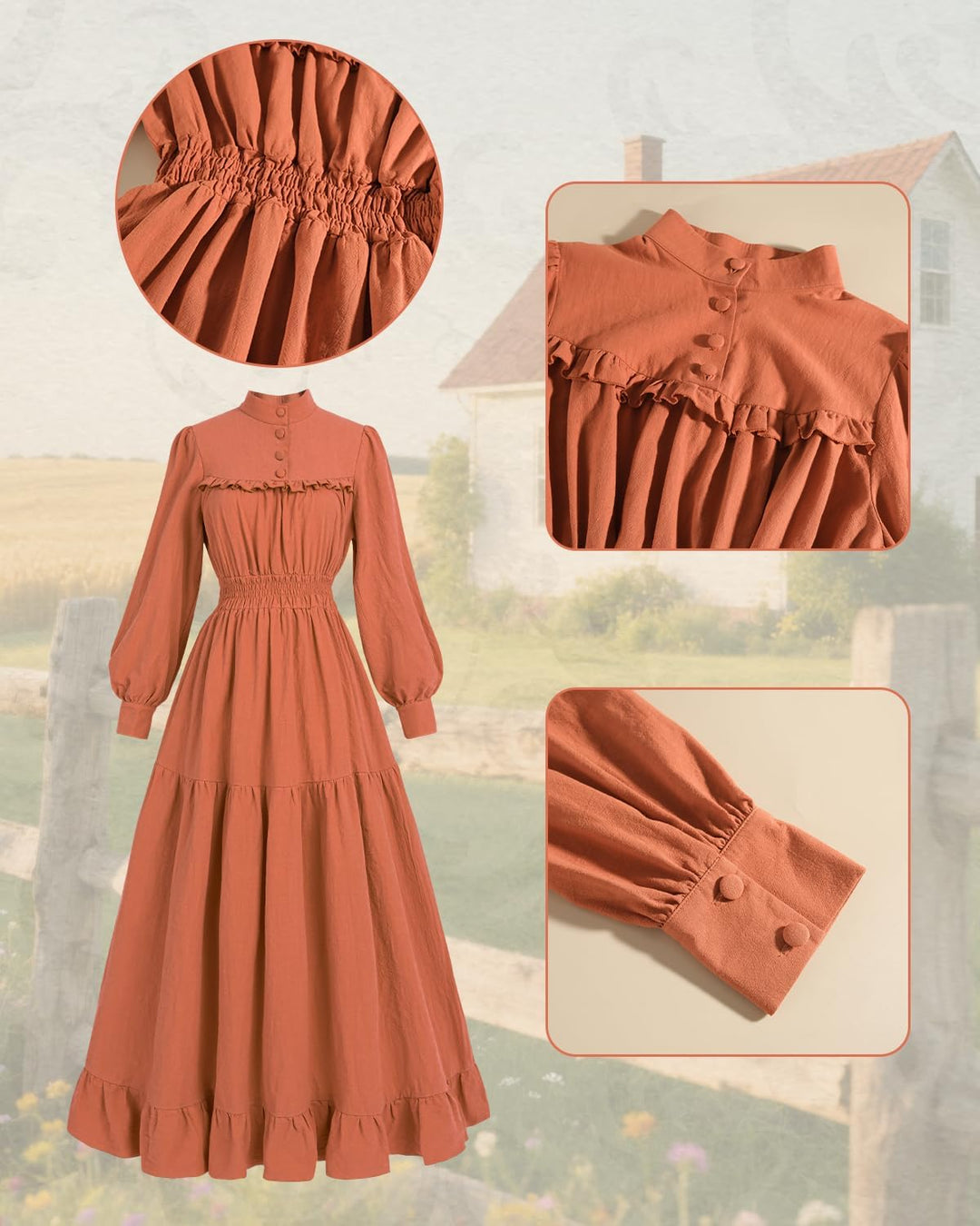 CR ROLECOS Viktorianisches Kleid Gothic Mittelalter Vintage Edwardianisches Kleid Damen Karneval Fre