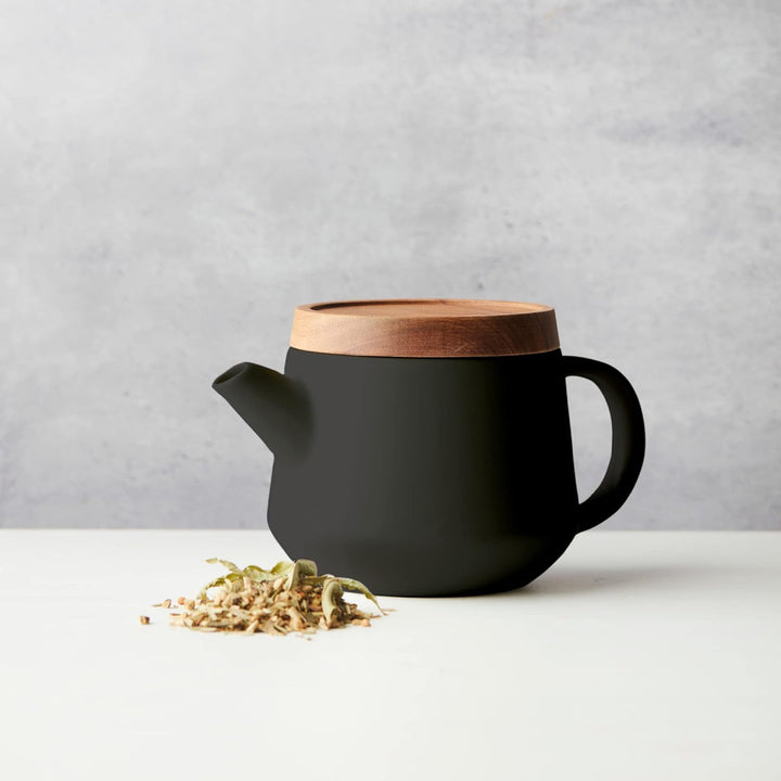 Point-Virgule Teekanne mit Siebeinsatz aus Edelstahl für pures Aroma, schwarz, 600ml, Schwarz