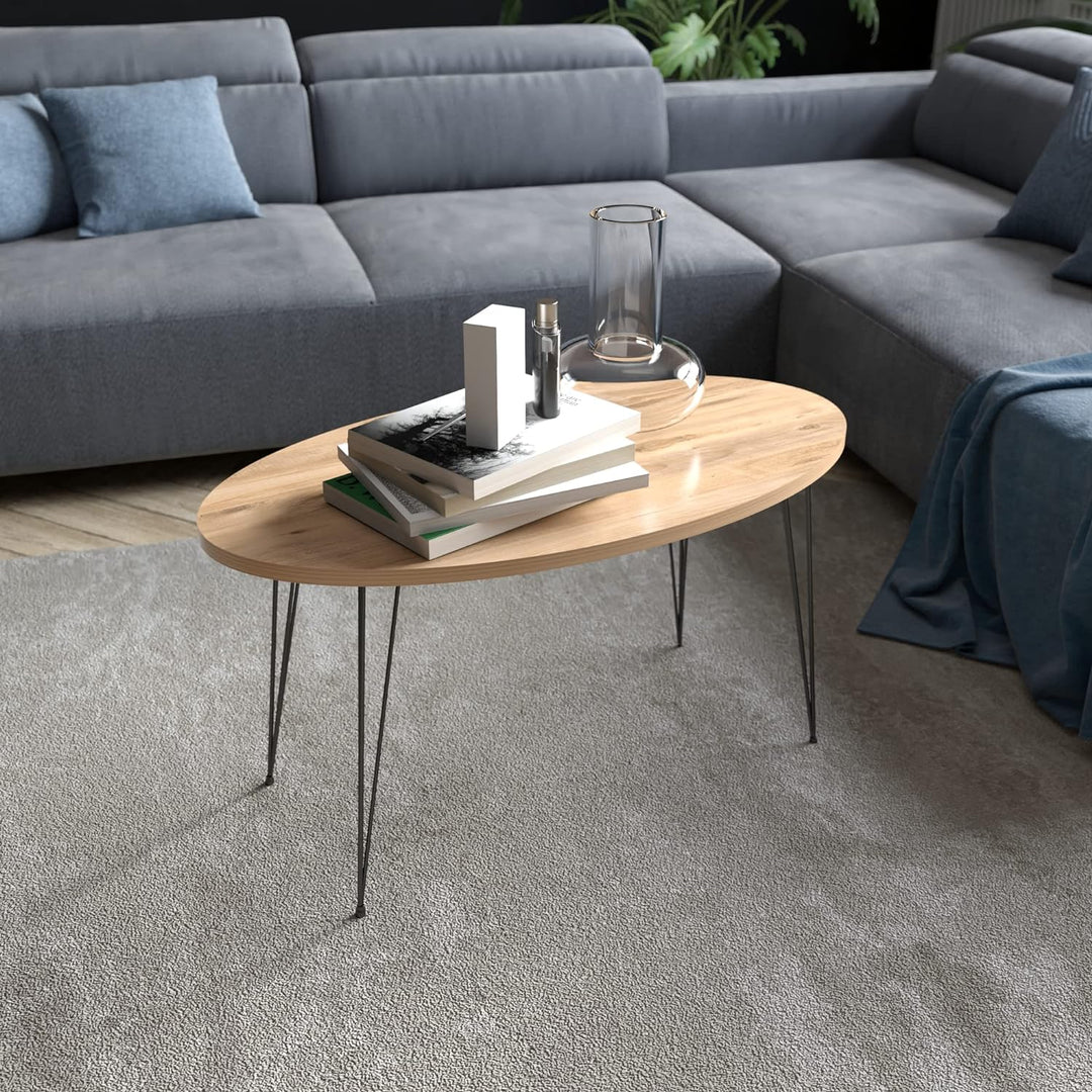 [en.casa] Couchtisch Skævinge Beistelltisch 43 x 90 x 50 cm Kaffeetisch aus Spanplatte und Metall So