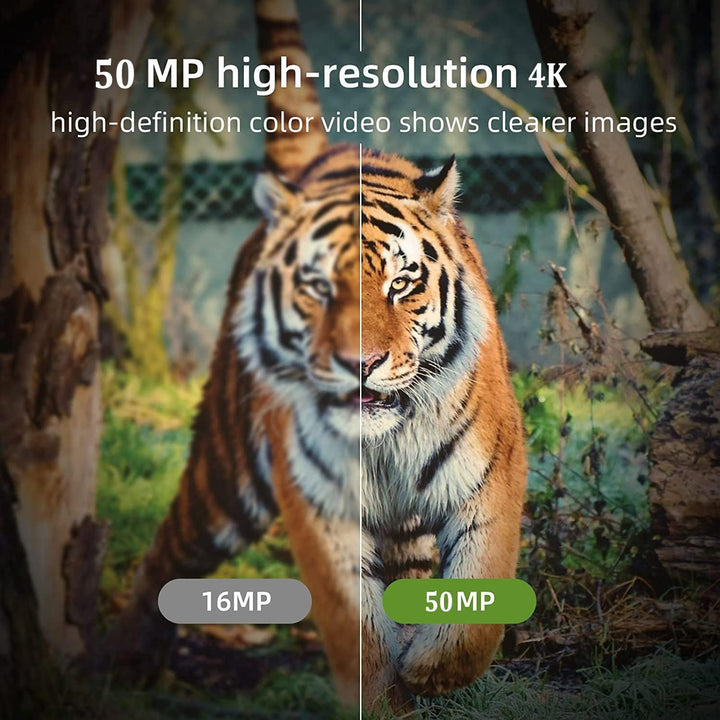Wildkamera 50MP 4K, Wildtierkamera mit Bewegungsmelder Nachtsicht, 850nm IR LEDs Nachtsichtkamera, J