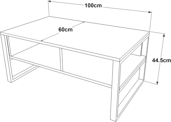[en.casa] Couchtisch Laukaa Beistelltisch mit 2 Ablagefächern Wohnzimmertisch 44,5 x 100 x 60 cm Sof