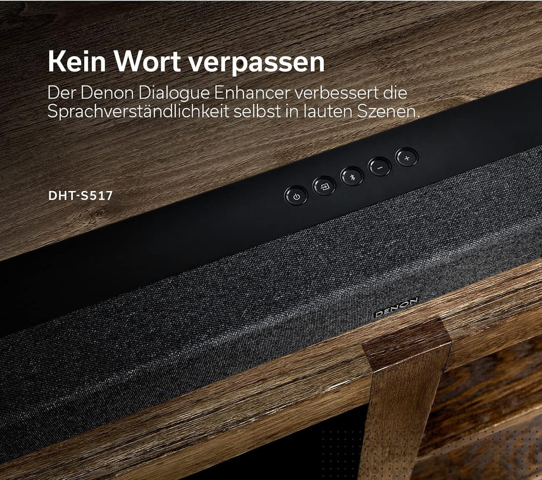 Denon DHT-S517 3.1.2 Dolby Atmos Soundbar System Mit Kabellosem Subwoofer, HDMI EARC Und Bluetooth,