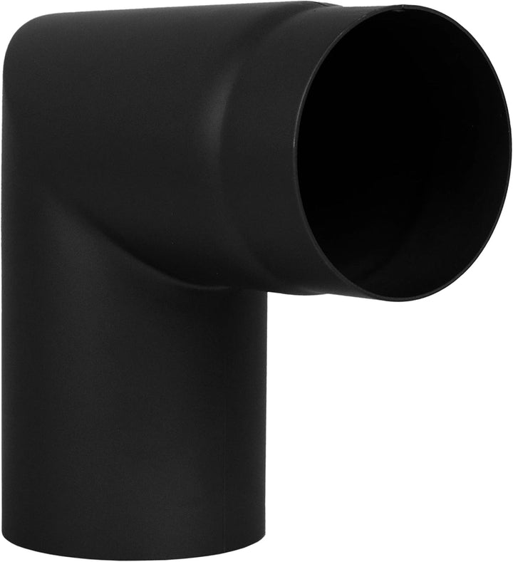 LANZZAS Ofenrohr Bogen 1x 90° Grad (Spitzbogen) mit Tür, im Durchmesser, DN Ø 150 mm, Farbe: schwarz