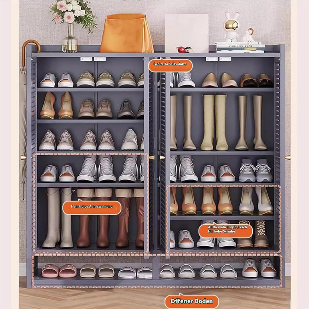 Generisch Schuhschrank Holz mit Korbgeflecht-Türen Moderner Bambus Schuhschränke Schuhschrank Schmal