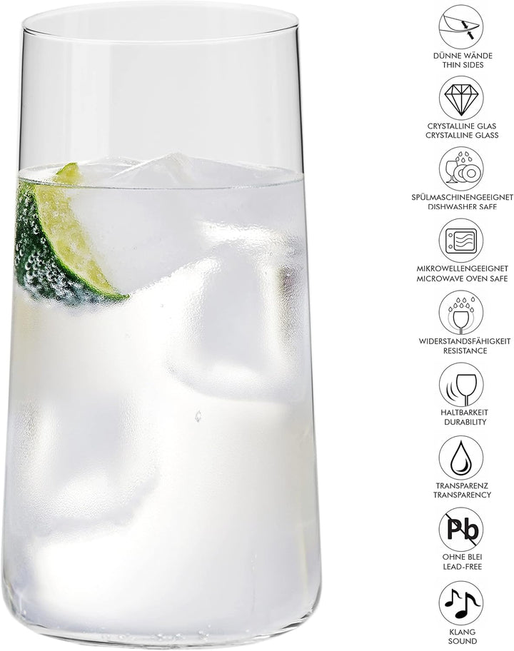 KIAPPO Set mit 24 Gläsern Avant-Grande mit Fassungsvermögen 540 ml hohe Gläser für Wasser und kalte