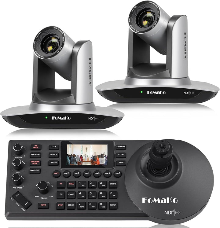 FoMaKo NDI HX3 PTZ Kamera Set, 20x Optischer Zoom KI-Auto-Tracking, mit HDMI/USB3.0/LAN(PoE), für Yo