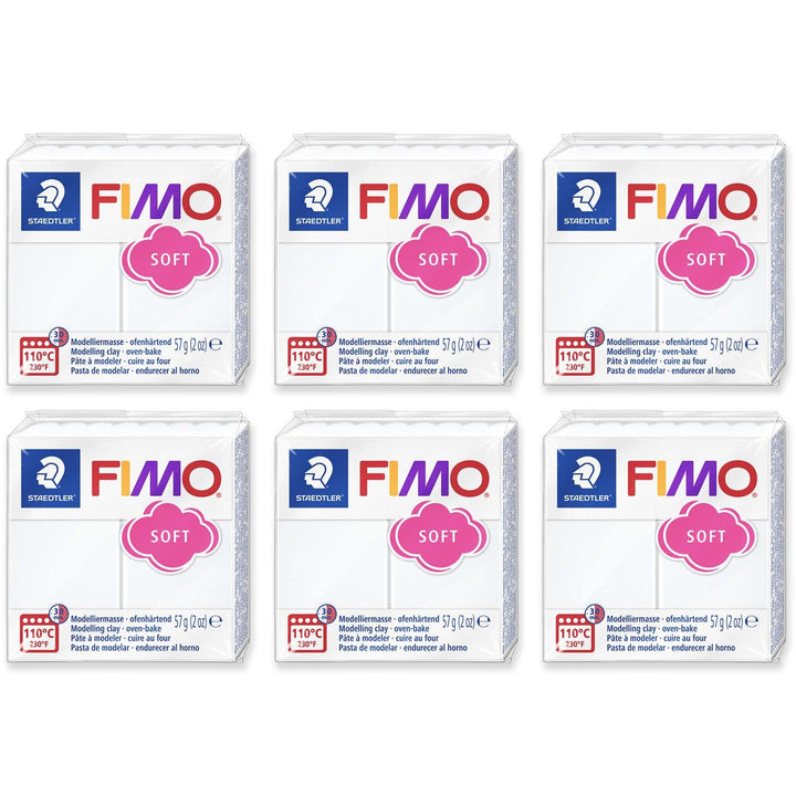 FIMO Soft Polymer Oven Bake Modelliermasse – 57 g Blöcke – 6 Stück – Weiss
