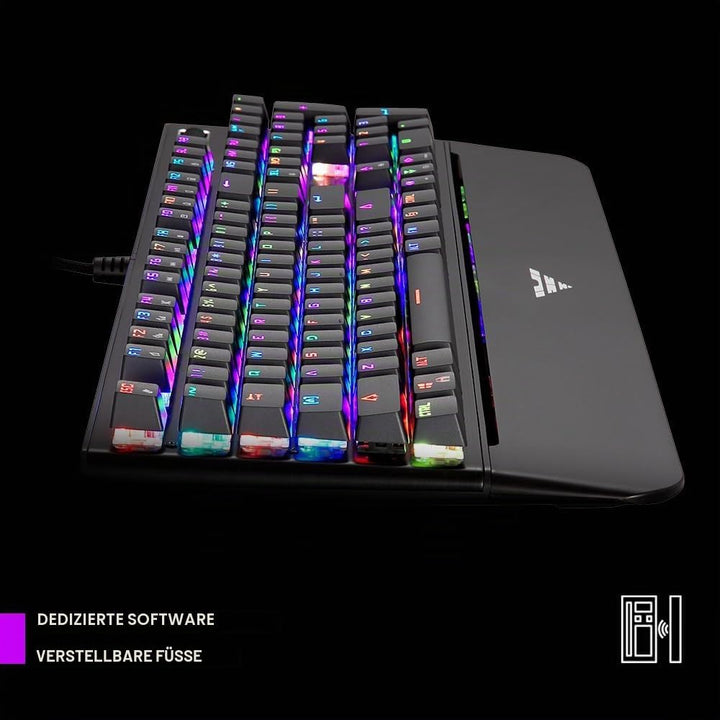 PREYON Long Claw Brown Gaming tastatur mit Geflochtenem Kabel - Beleuchtete Mechanische Tastatur mit