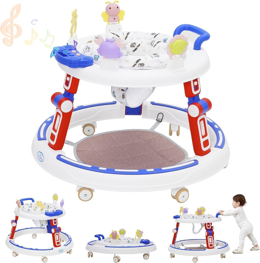 Lauflernhilfe Babywalker 5in1 mit Musikspielzeug, Fussstütze, 360-Grad-Stummschaltung, 6 Räder, 360°