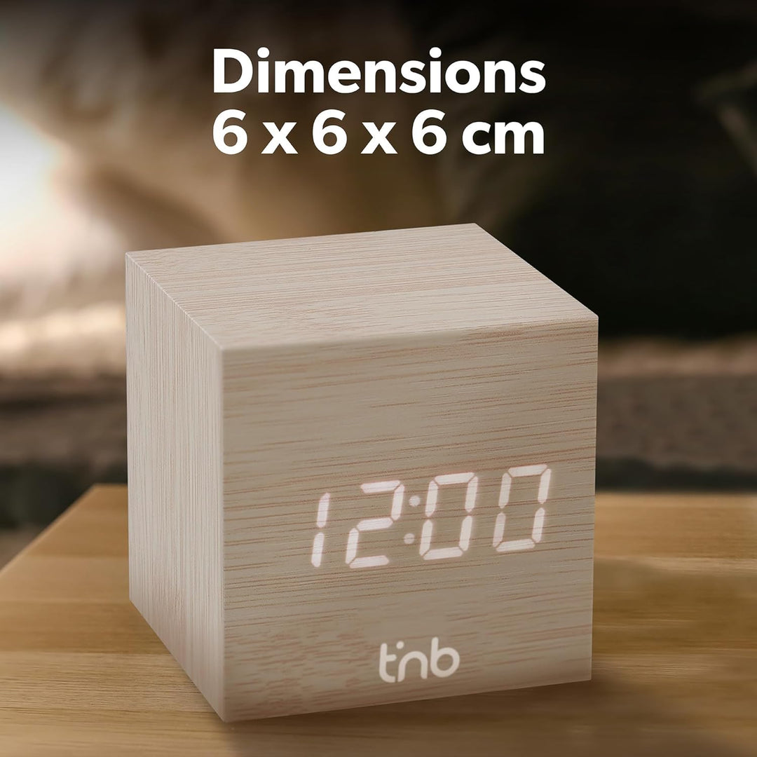 T'NB - Moderner digitaler Wecker aus Holz, multifunktionaler LED-Wecker, digitale Uhr mit Zeitanzeig