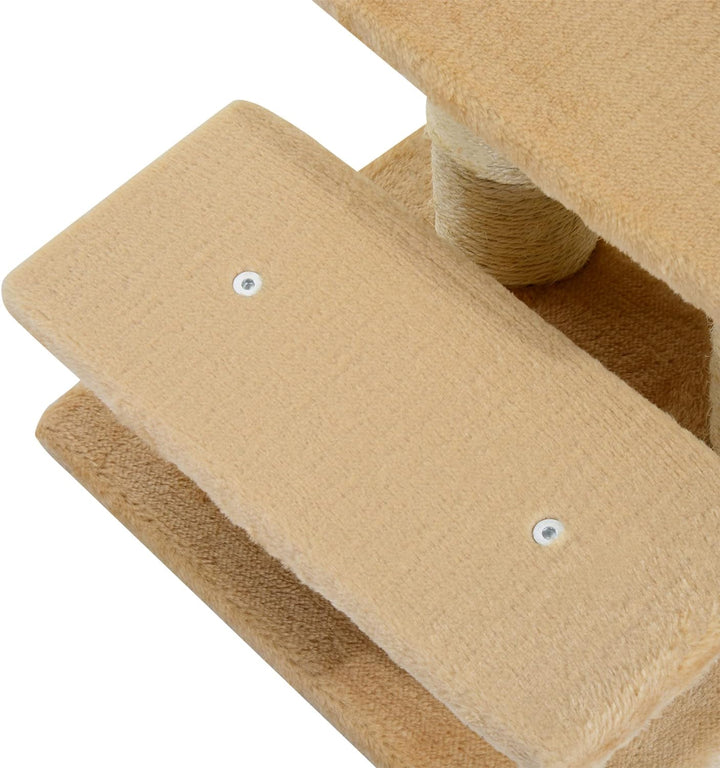 PawHut Tiertreppe Katzentreppe Hundetreppe 3 Stufen Treppe für Katze und Hunde Plüsch Creme 45 x 35