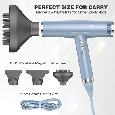 Slopehill Ionen Föhn für Schnelles Trocknen, Professioneller Haartrockner mit 110,000 RPM bürstenlos