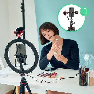 JOBY Creator Studio Complete Kit, Stativ in Voller Grösse mit Smartphone-Klemme, 12' Ringlicht, Wavo