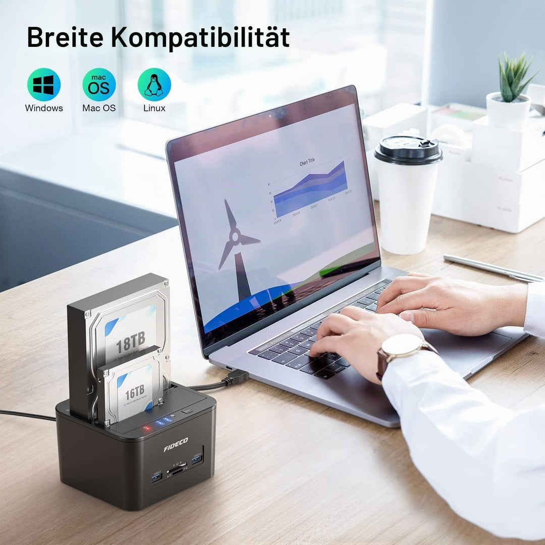 Festplatten Dockingstation, FIDECO USB Festplatten Docking Station Offline Klonfunktion für 2,5 Zoll