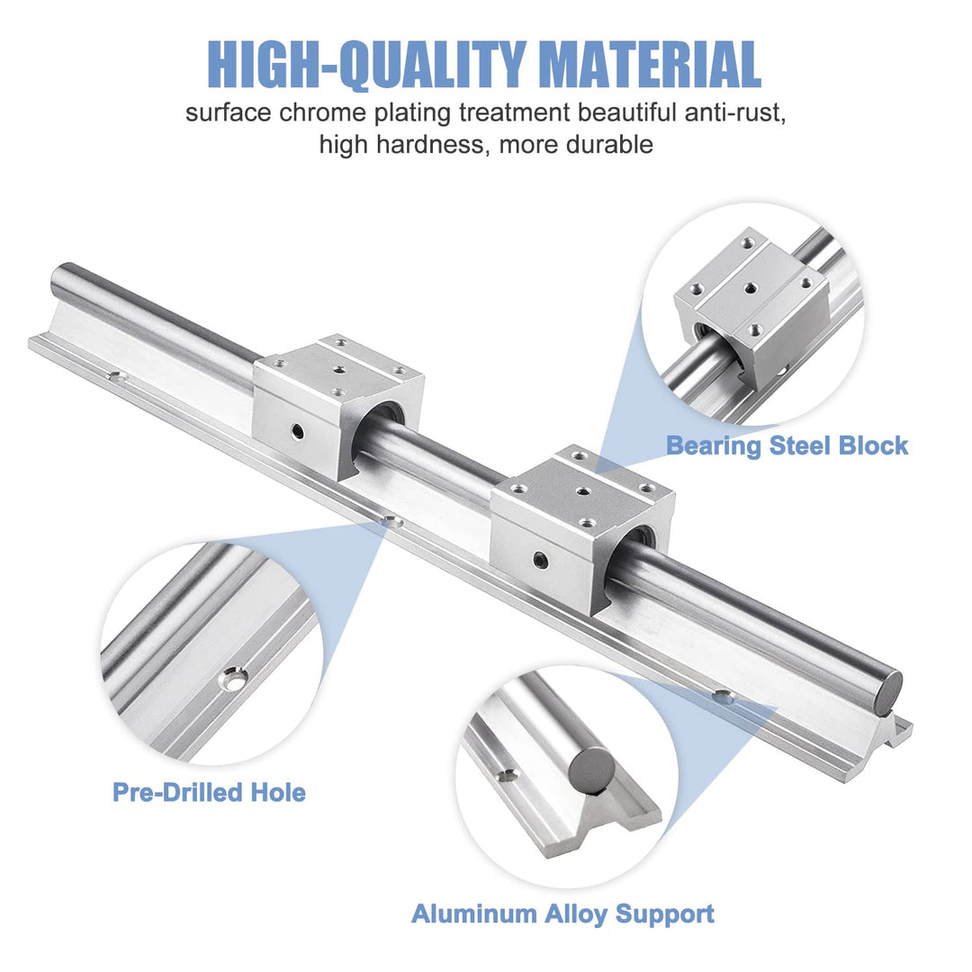 CNCMANS Linearführung Linearschiene 2Stück SBR20-800mm Edelstahl Führungsschiene mit 4Stück SBR20UU
