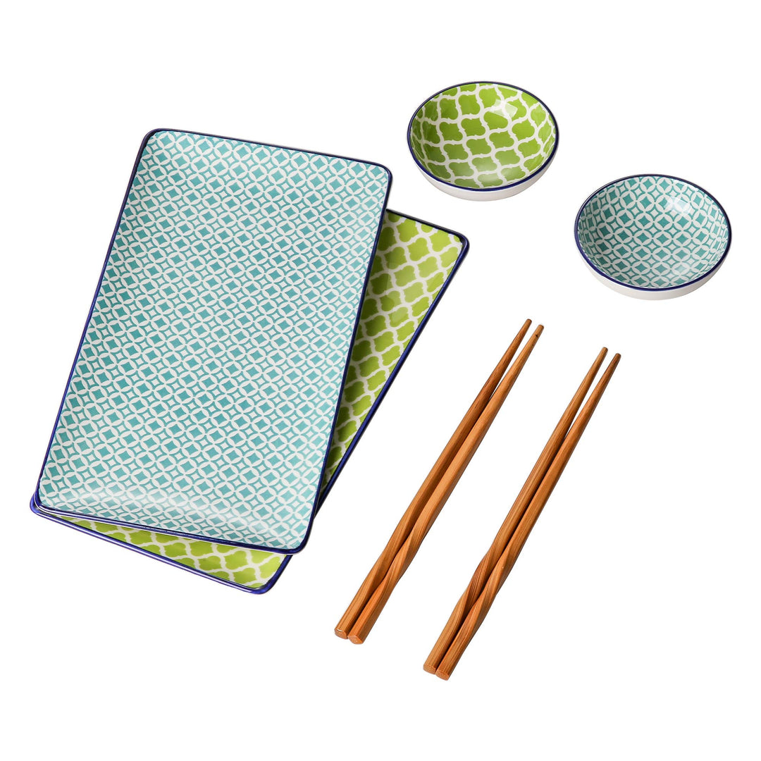 vancasso Sushi Set porzellan, MACARON japanische Ess Service, 6-teilig Geschirr-Set für 2 Personen M