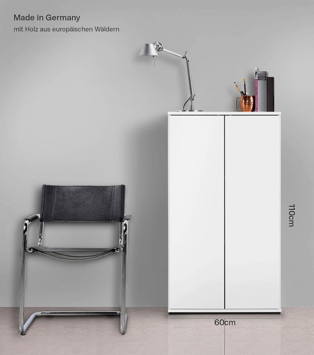 mokebo Mehrzweckschrank Büroschrank 'Der Schlanke' (60x110 cm) aus Holz schmaler Aktenschrank oder H
