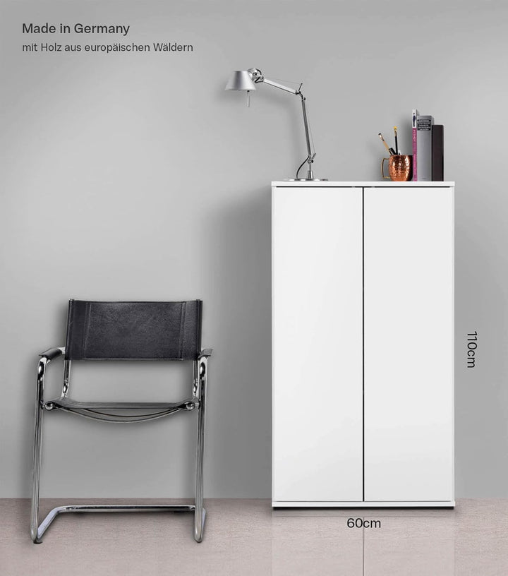 mokebo Mehrzweckschrank Büroschrank 'Der Schlanke' (60x110 cm) aus Holz schmaler Aktenschrank oder H