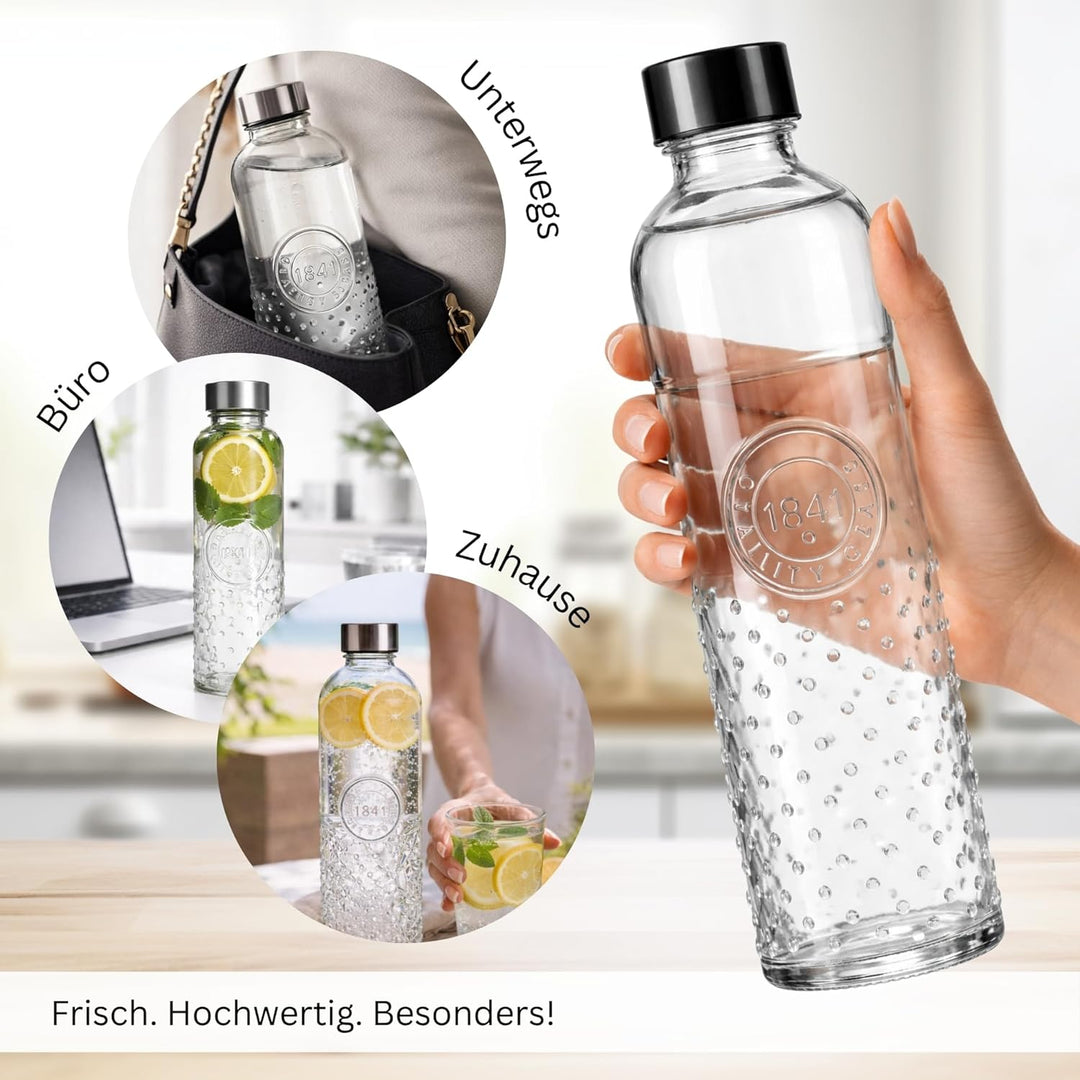 Seaside No.64 - Glasflasche Wasserflasche Trinkflasche Karaffe Blumenvase - transparent Retro Vinatg