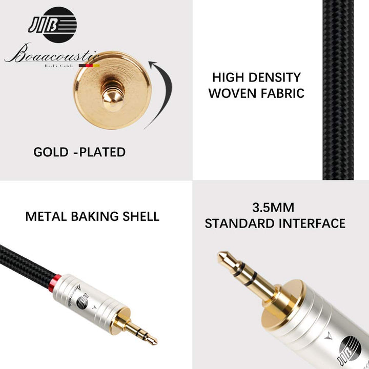 JIB Boaacoustic Klinkenkabel 3,5mm AUX Kabel (HiFi Sound), 3,5 mm-Klinkenstecker auf 3,5 mm-Klinkens