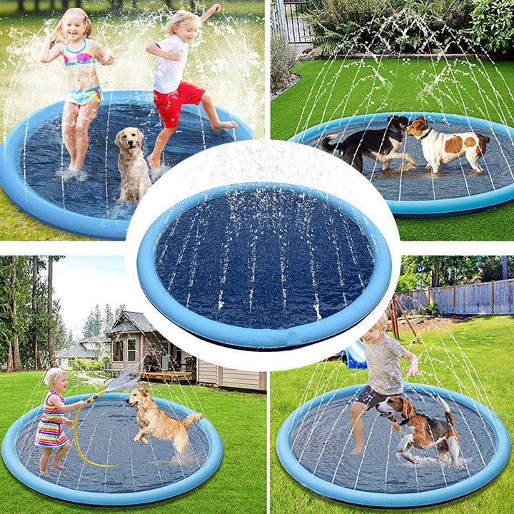 Hundepool, 100cm Splash Pad Sprinkler Play Matte, Kinder Hunde Spritzpad, Verdickte, rutschfeste Ein
