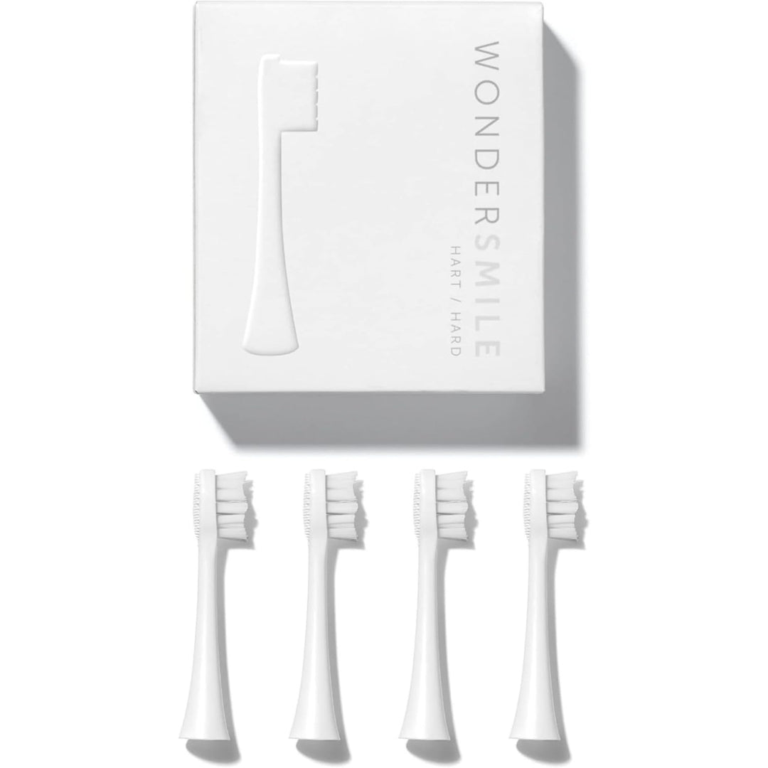 Wondersmile Ersatzbürsten Schallzahnbürste (Hard, All White, 4er Pack) - Bürstenköpfe für Wondersmil