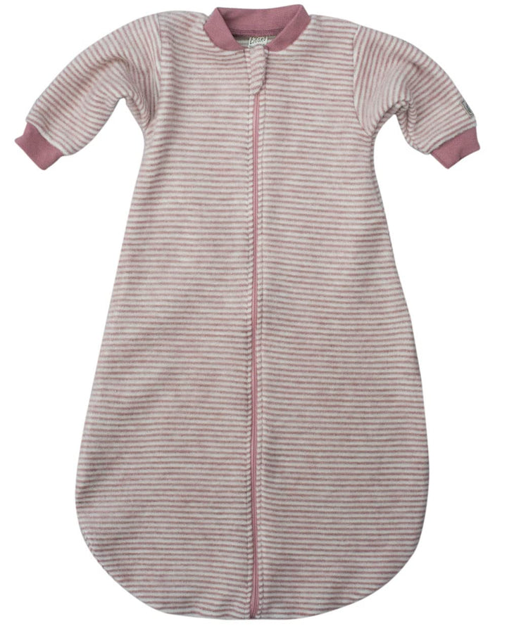 Lilano, Schlafstrampler Schlafsack Mit Arm, 100% Wollfrottee Flausch (kbT) Mauve/Natur 50-56, Mauve/