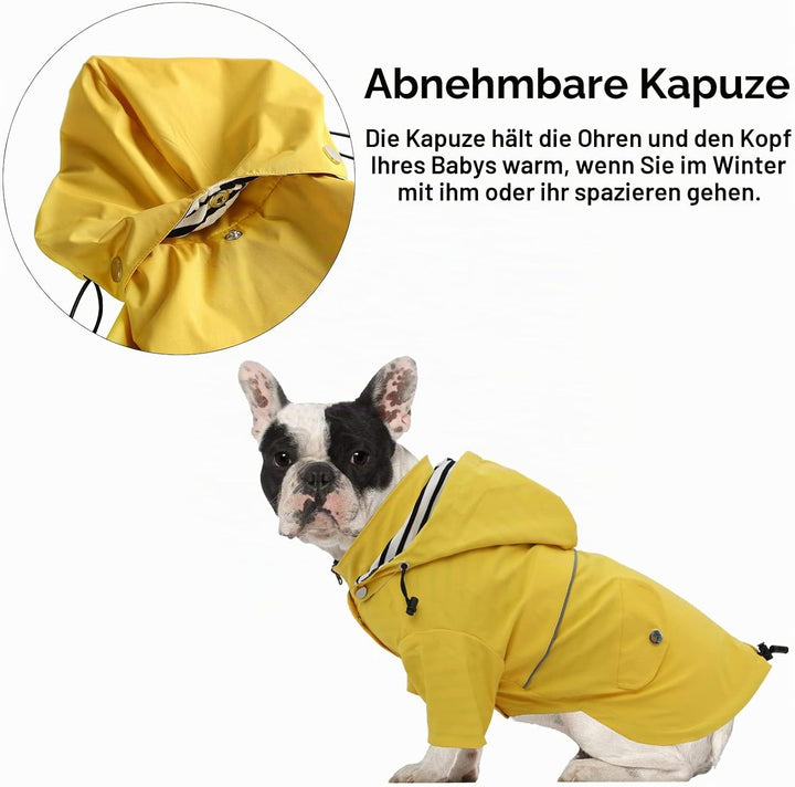 MOREZI Hunderegenmantel, mit Reissverschluss und reflektierenden Knöpfen, Regen-/wasserdicht, Verste