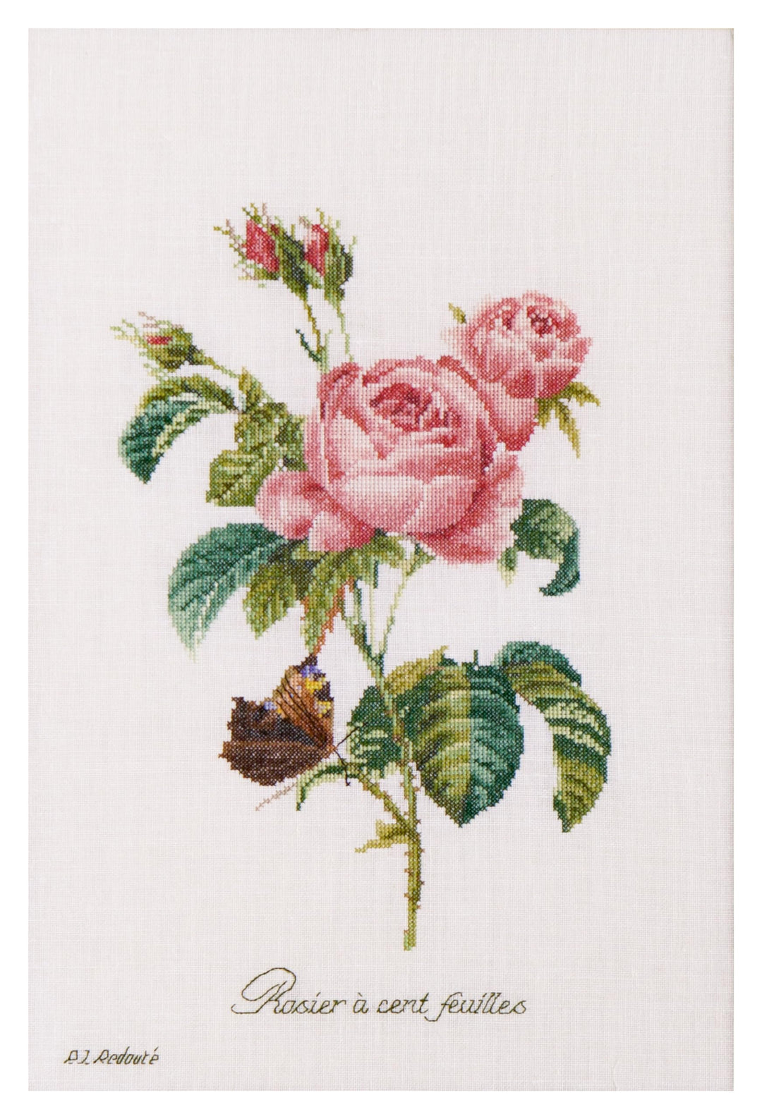 Thea Gouverneur - Kreuzstich-Set - Rosenroter Weg - Leinen - 36 Count - Für Erwachsene - 2030, Rosen
