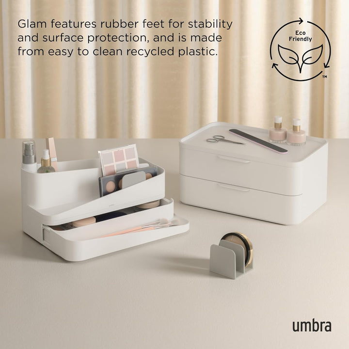 Umbra Glam Kosmetik Organizer, Modulare Aufbewahrungsbox mit 3 Schubladen und entnehmbaren Trennwänd