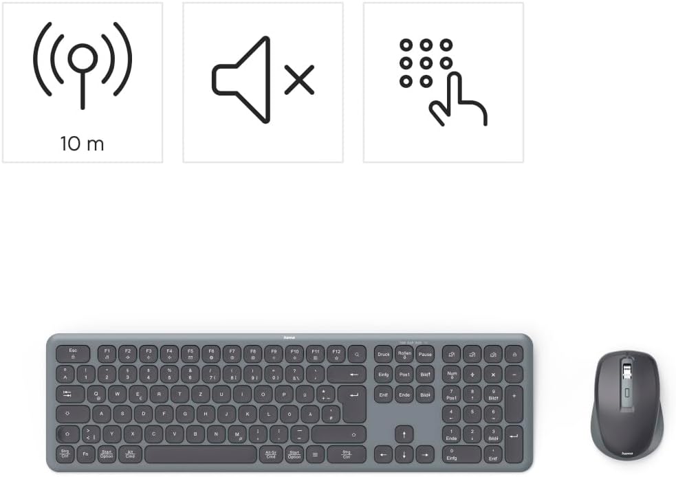 Multi-Device-Tastatur-Maus-Set WKM-550, kabellos, Funk/BT, SW, QWERTZ DE Tastatur-Maus-Set Schwarz,