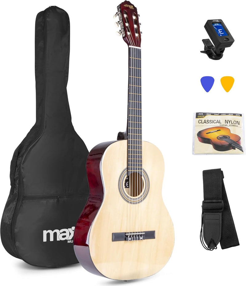 MAX SoloArt - 4/4 Akustik Gitarre für Anfänger Einsteiger Erwachsene - Akustikgitarre inkl. Tasche,