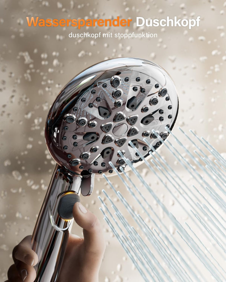 Cobbe Duschkopf Wassersparender, Druckerhöhend mit Stoppfunktion, Handbrause mit 7+2 Strahlarten, Du