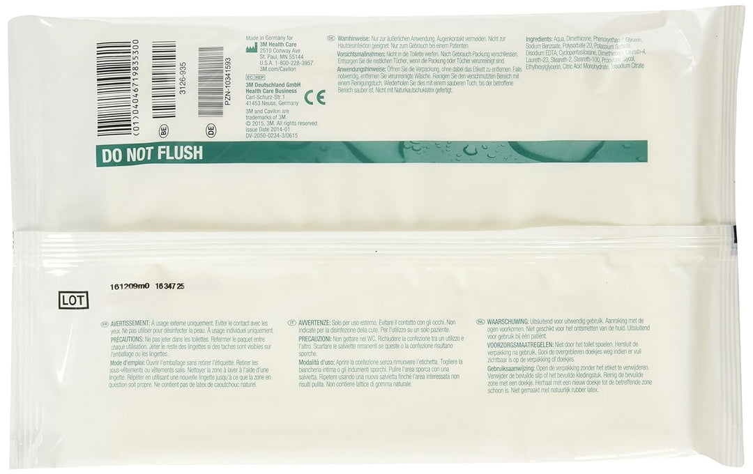 3M Cavilon™ Reinigungstücher für Inkontinenz, 20 x 30 cm, Packung mit 96 Stück (12 Beutel mit 8 Stüc