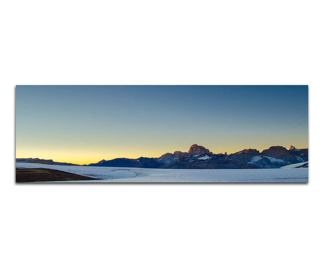 Paul Sinus Art Panoramabild auf Leinwand und Keilrahmen 120x40cm Berge Schnee EIS Sonnenaufgang