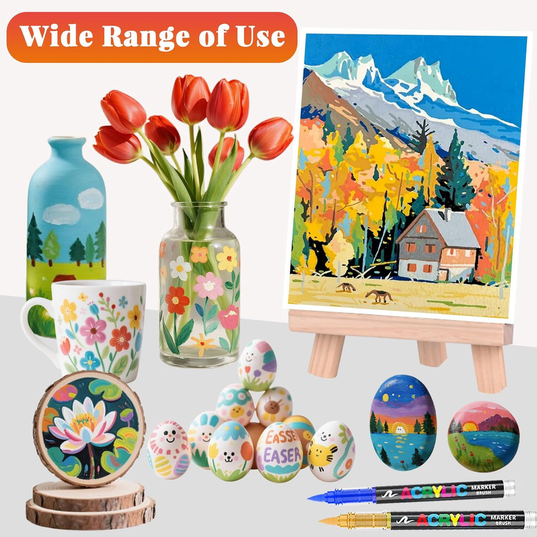 Funnasting 240 Farben Acrylstifte, Pinselspitze Acrylic Marker, Acryl Marker für Malen, Glas, Stoff,