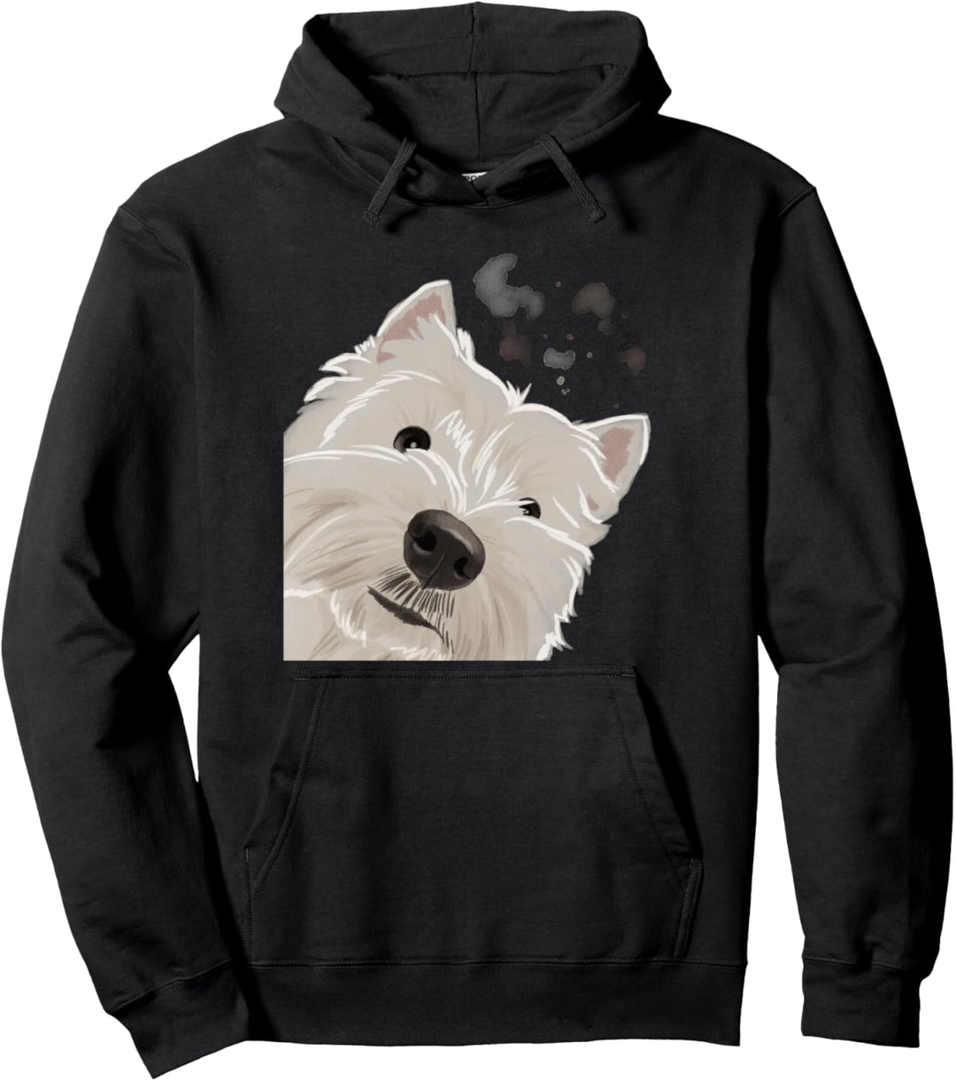 Neugieriger Hund West Highland White Terrier Pullover Hoodie