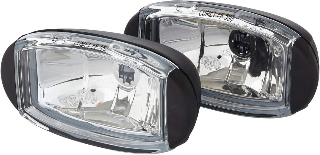 HELLA - FF/Halogen-Fernscheinwerfersatz - Comet FF 550 - 12V - oval - Anbau - glasklare Streuscheibe
