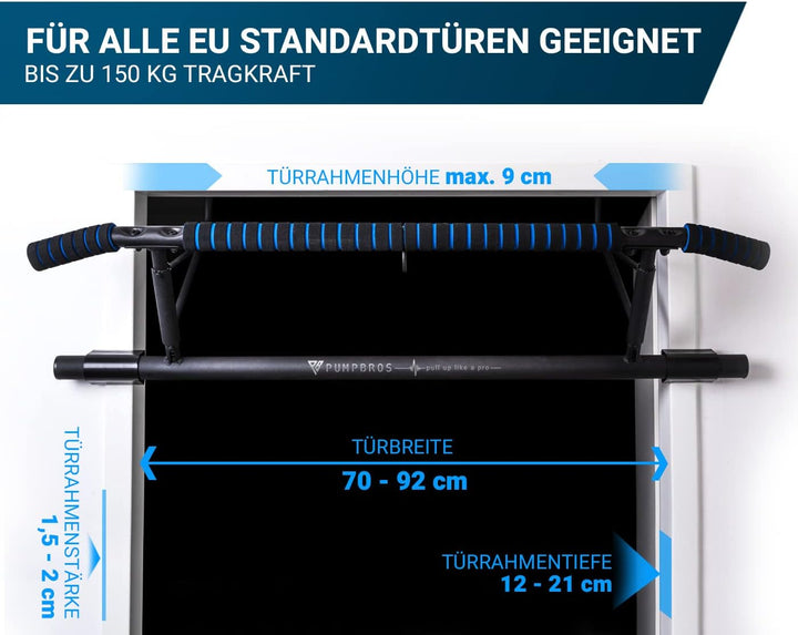 Pump Bros Premium Tür Klimmzugstange - klappbare Reckstange für den Türrahmen Ohne Schrauben - Fitne