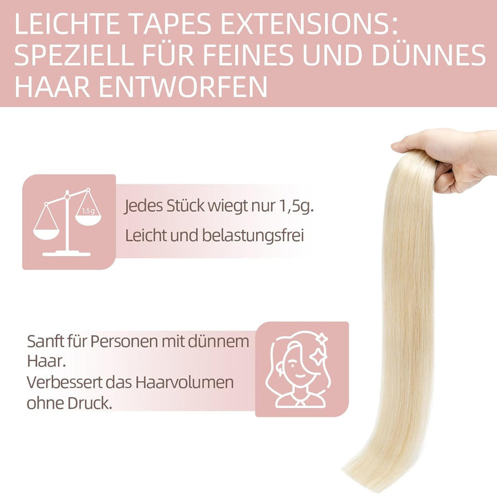 Silk-co Tape in Extensions Echthaar 20stk, leicht Version Tape Extensions Echthaar, Remy Haarextensi