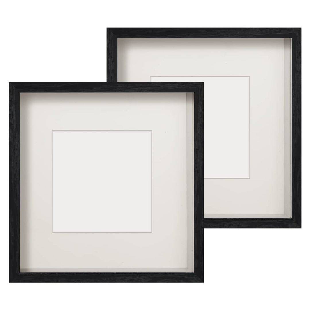 Anhow 2er 3D Bilderrahmen 23x23 cm, Echtglas 3D Bilderrahmen zum Befüllen 3cm Tiefer Objektrahmen mi