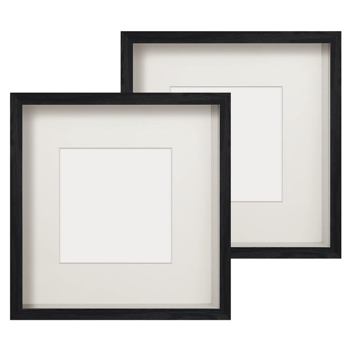 Anhow 2er 3D Bilderrahmen 23x23 cm, Echtglas 3D Bilderrahmen zum Befüllen 3cm Tiefer Objektrahmen mi