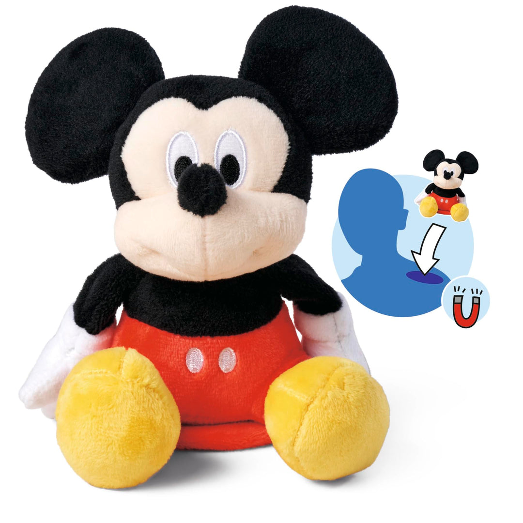 Simba 6315870460 - Disney Micky Maus Schulter-Kuscheltier (12 cm) - Mickey Mouse als magnetische Plü
