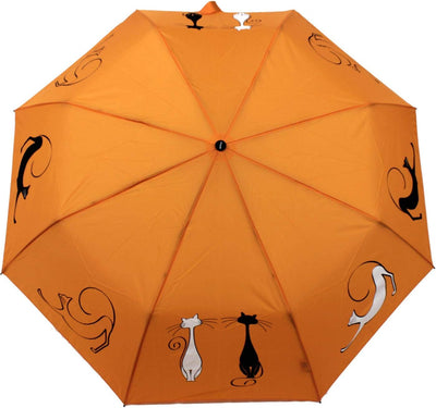 Doppler Mini Taschenschirm Auf-Zu-Automatik Cats Friends - Orange, Orange