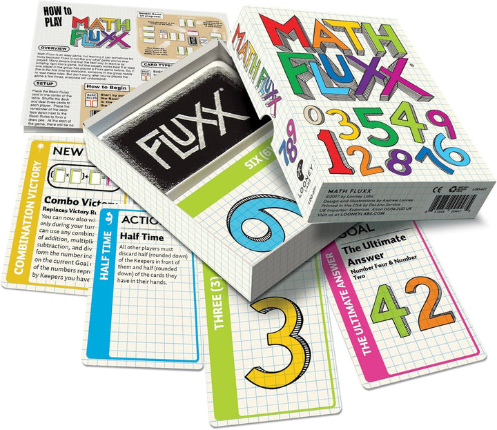 Looney Labs , Math Fluxx , Board Game , Ages 8+ , 2-6 Players , 5-30 Minutes Playing Time