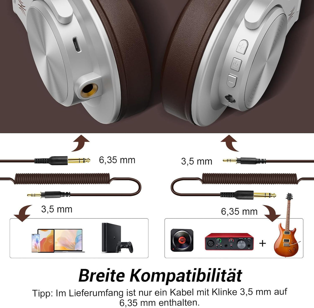 OneOdio Bluetooth Kopfhörer Over Ear, 72 Stdn HiFi Stereo Kopfhörer Kabellos, Wireless Headphones mi