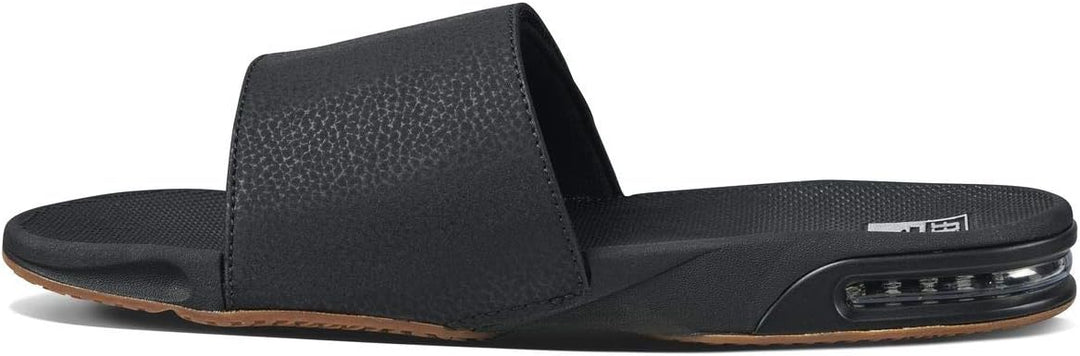 Reef Herren Fanning Slide Flipflop 37.5 EU Black Silver, 39 EU